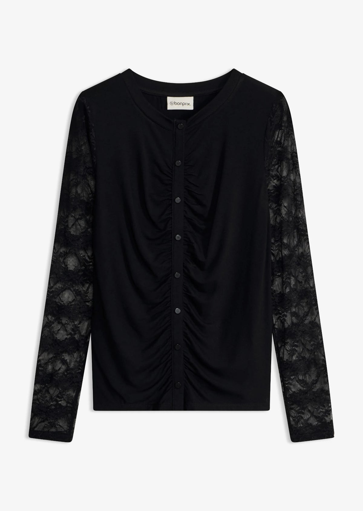 Women's Fitted Long Sleeve Top in Black, view 1