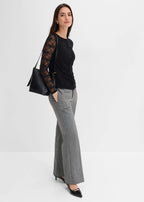 Women's Fitted Long Sleeve Top in Black, view 4