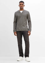 Men's Pure Cotton Waffle Long Sleeve Layered-Look Top in Smoky Gray, view 4