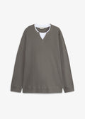 Men's Pure Cotton Waffle Long Sleeve Layered-Look Top in Smoky Gray, view 1