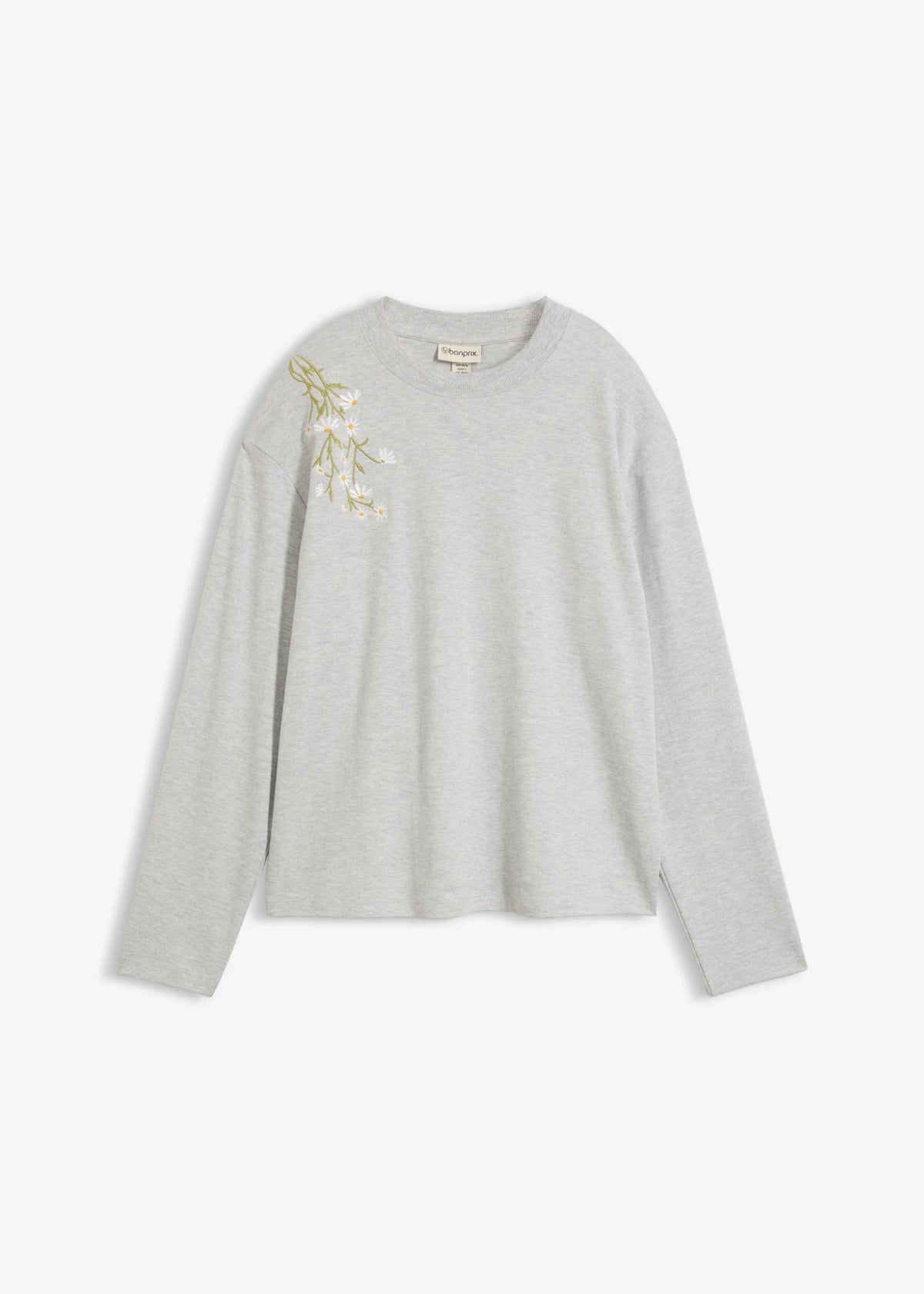Women's Heavyweight Cotton Blend Long Sleeve Top in Light Heather Gray, view 1