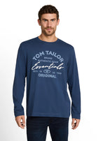 Men's Tom Tailor Long Sleeve Top in Medium Blue, view 3