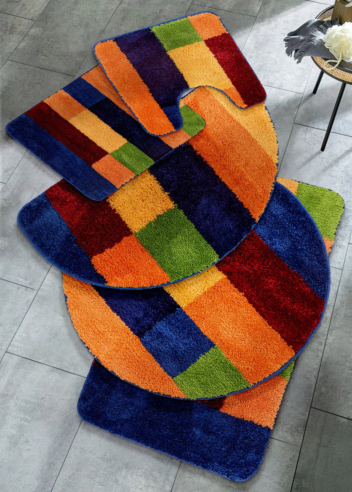 Colorful Striped Bath Mat in Multicolor Stripe, view 2