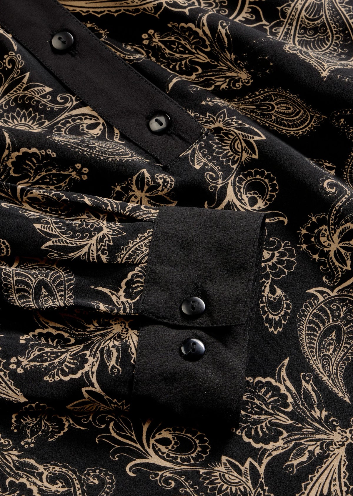 Women's Paisley Tunic in Black and Cappuccino Paisley, view 2