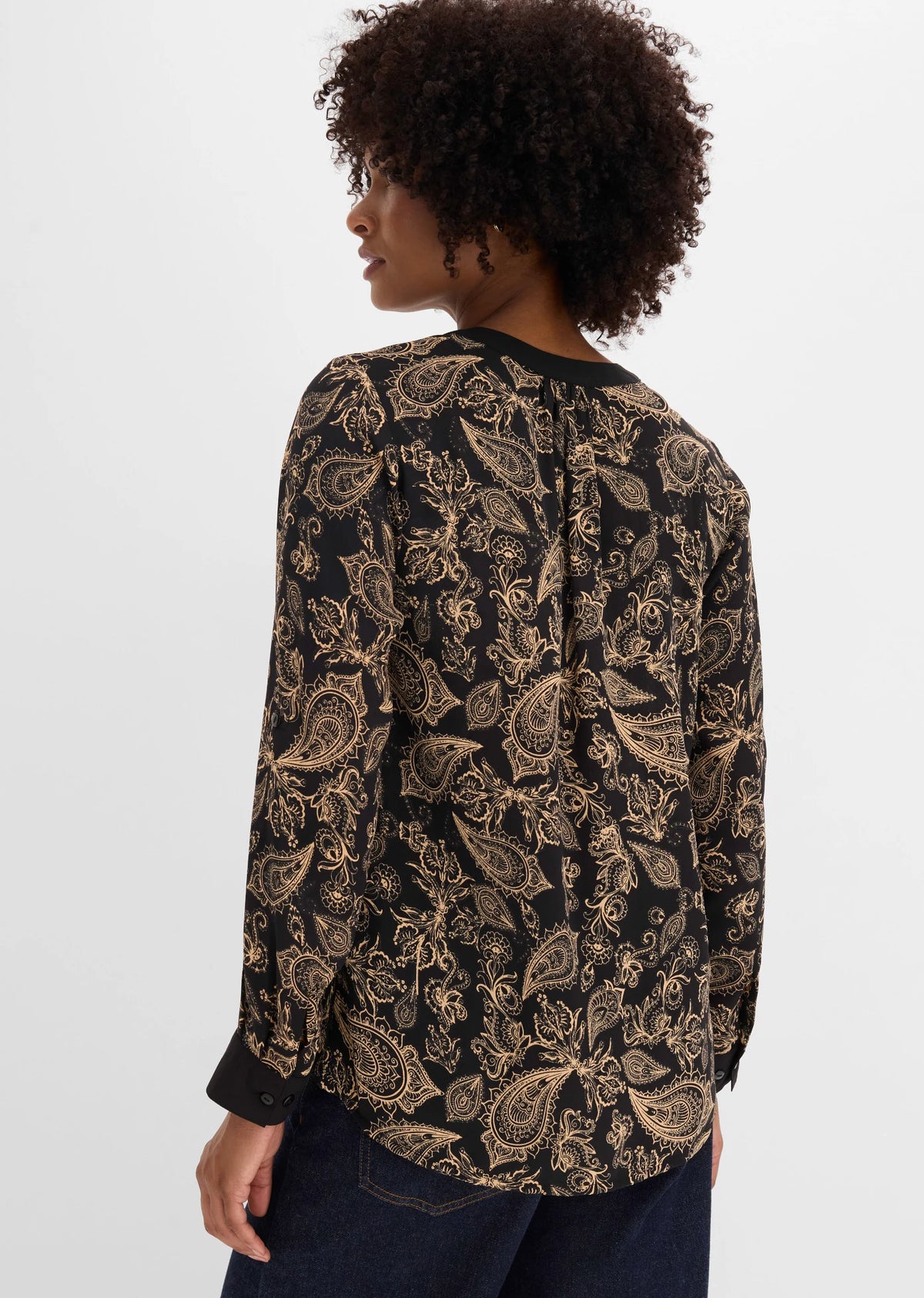 Women's Paisley Tunic in Black and Cappuccino Paisley, view 4