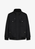 Men's Sherpa-Lined Military Style Winter Jacket in Black, view 1