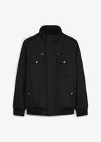 Men's Sherpa-Lined Military Style Winter Jacket in Black, view 1