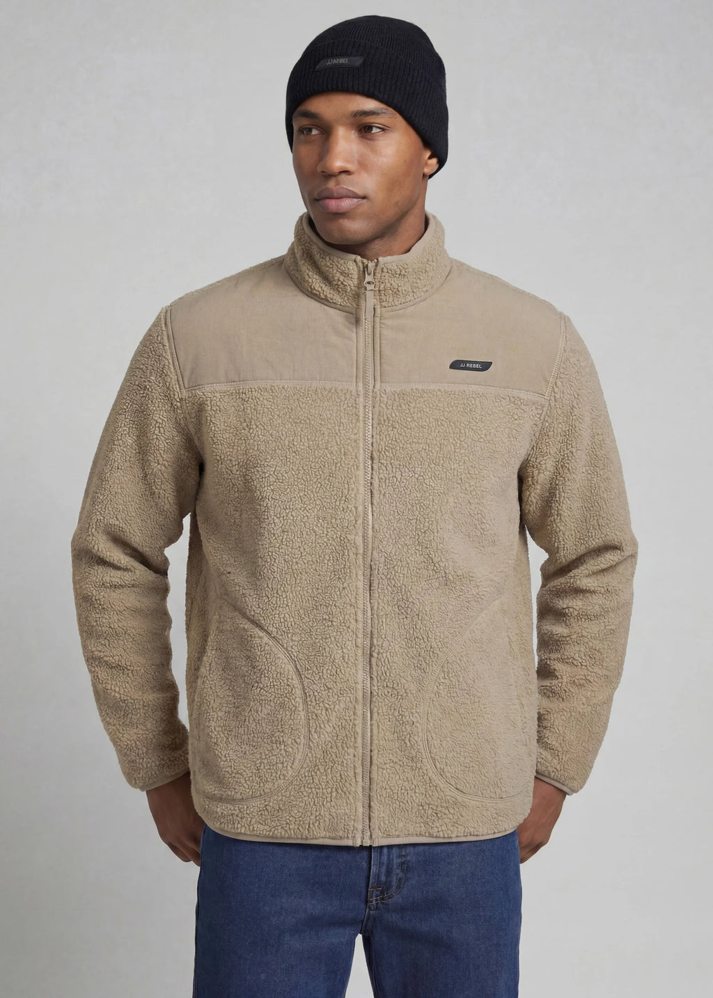 Men's JJ REBEL Sherpa Jacket in Light Brown, view 2