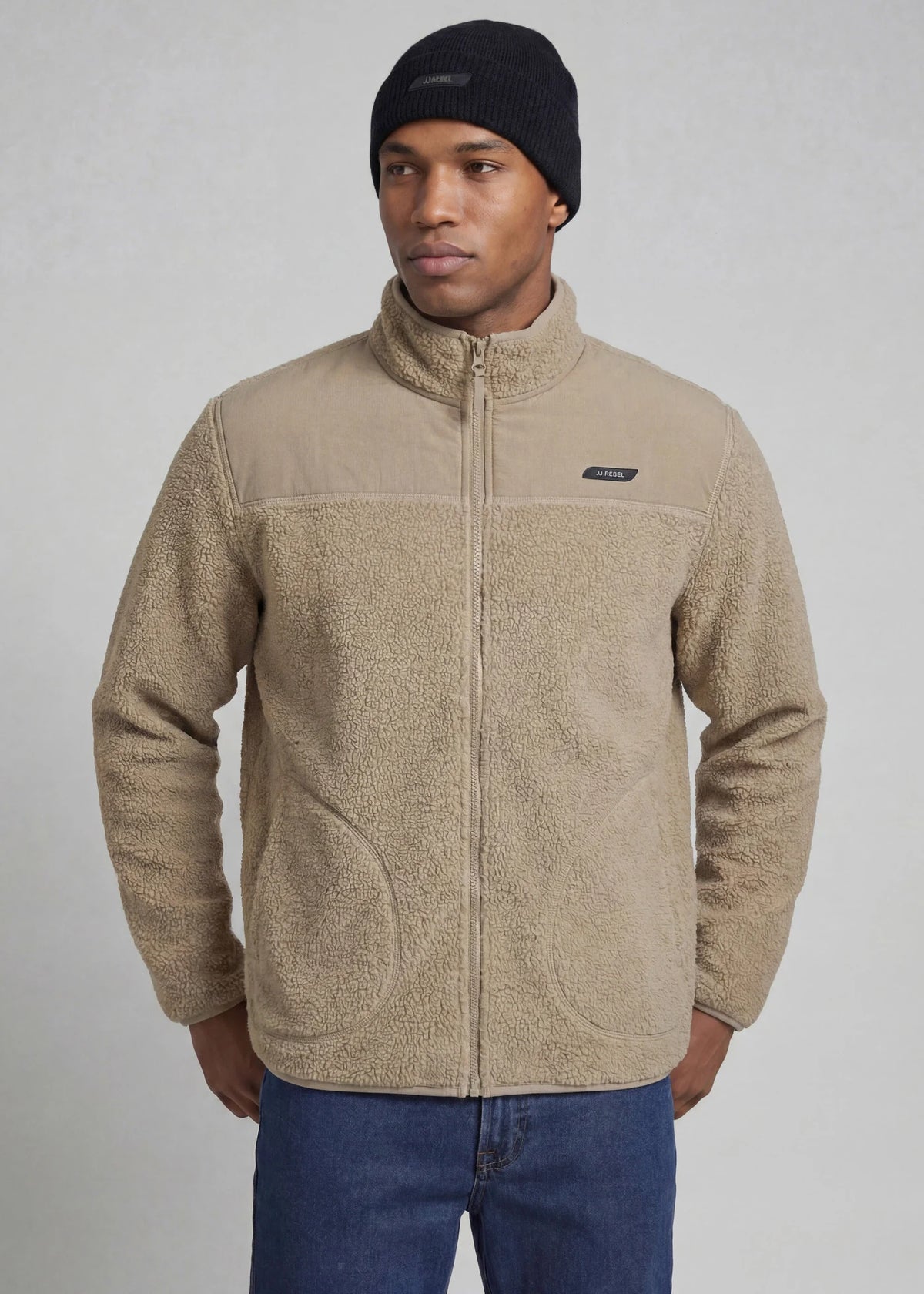 Men's JJ REBEL Sherpa Jacket in Light Brown, view 2