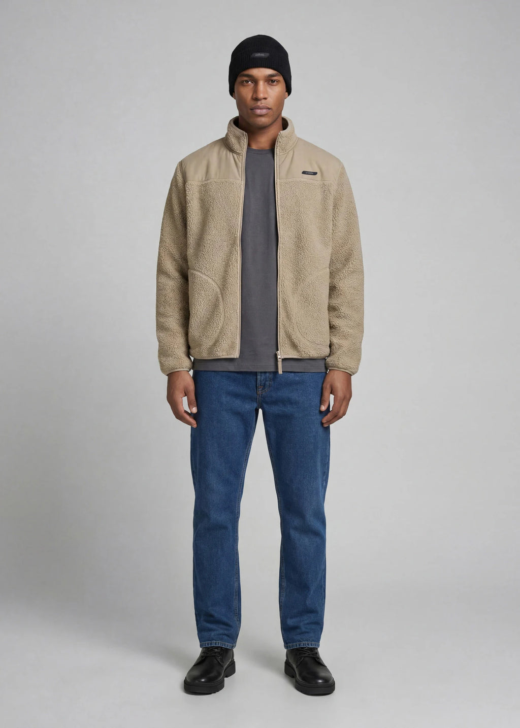 Men's JJ REBEL Sherpa Jacket in Light Brown, view 4