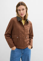 Women's Faux Suede Jacket in Brown, view 3