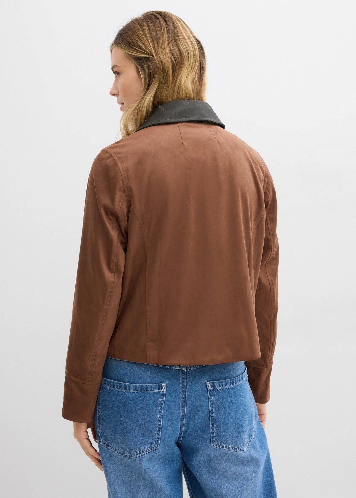 Women's Faux Suede Jacket in Brown, view 4