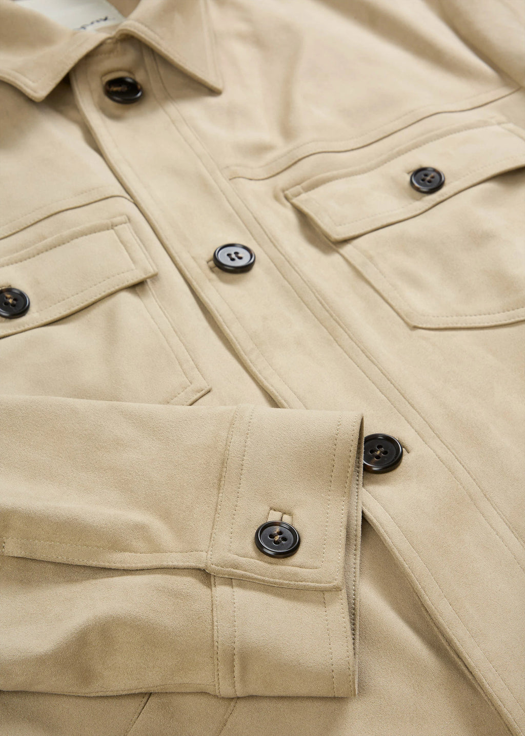 Men's Faux Suede Jacket in Muted Reed Green, view 2