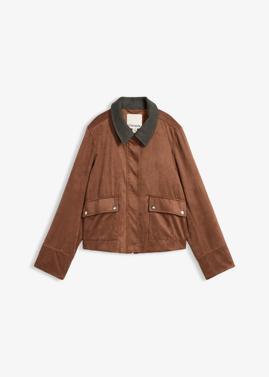 Women's Faux Suede Jacket in Brown, view 1