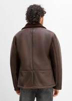 Men's Sherpa-Lined Coated Jacket in Dark Brown, view 4