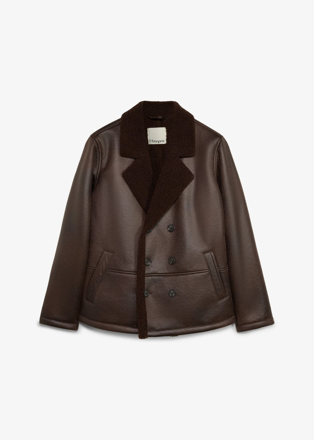 Men's Sherpa-Lined Coated Jacket in Dark Brown, view 1