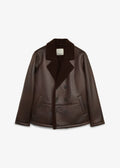 Men's Sherpa-Lined Coated Jacket in Dark Brown, view 1