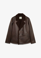 Men's Sherpa-Lined Coated Jacket in Dark Brown, view 1