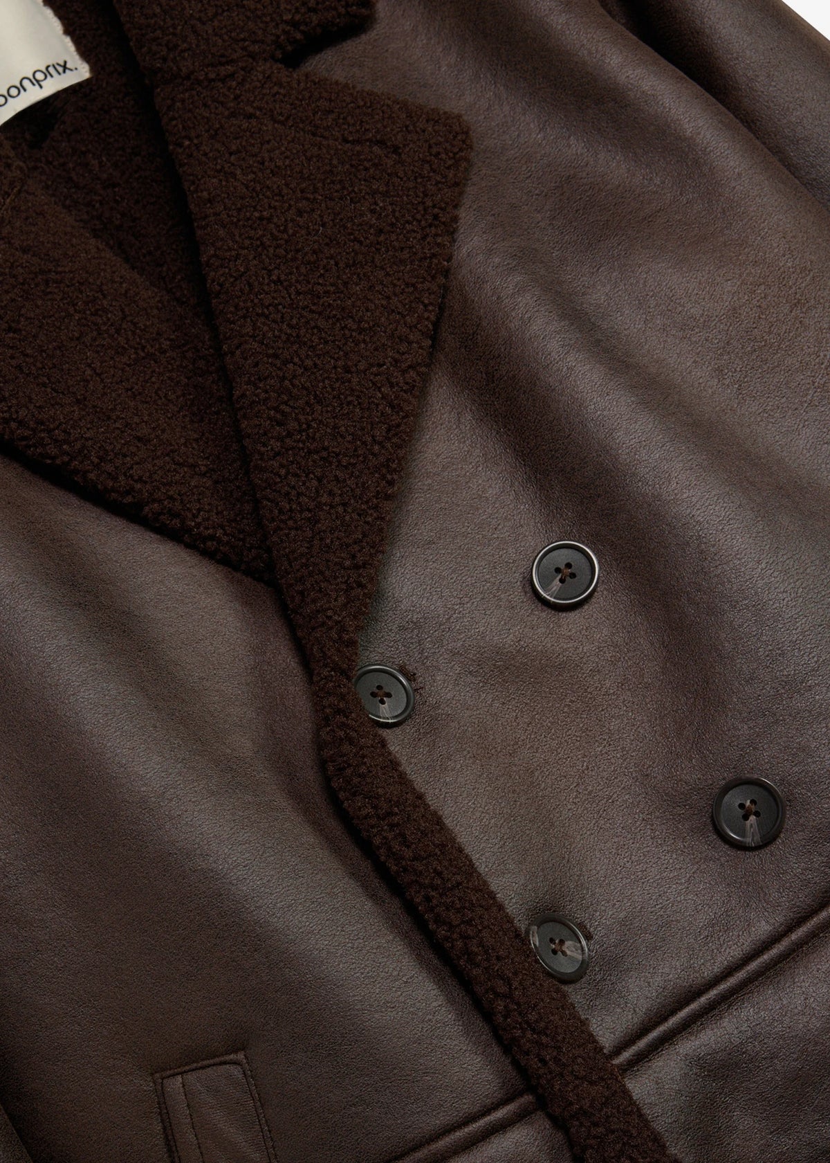 Men's Sherpa-Lined Coated Jacket in Dark Brown, view 2