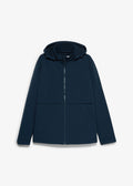 Men's Water-Repellent Softshell Jacket with Detachable Hood in Dark Blue, view 1