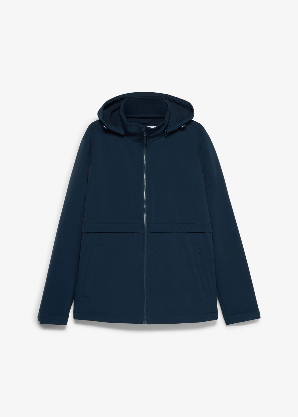 Men's Water-Repellent Softshell Jacket with Detachable Hood in Dark Blue, view 1