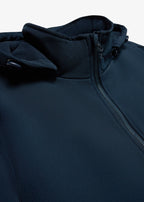 Men's Water-Repellent Softshell Jacket with Detachable Hood in Dark Blue, view 2