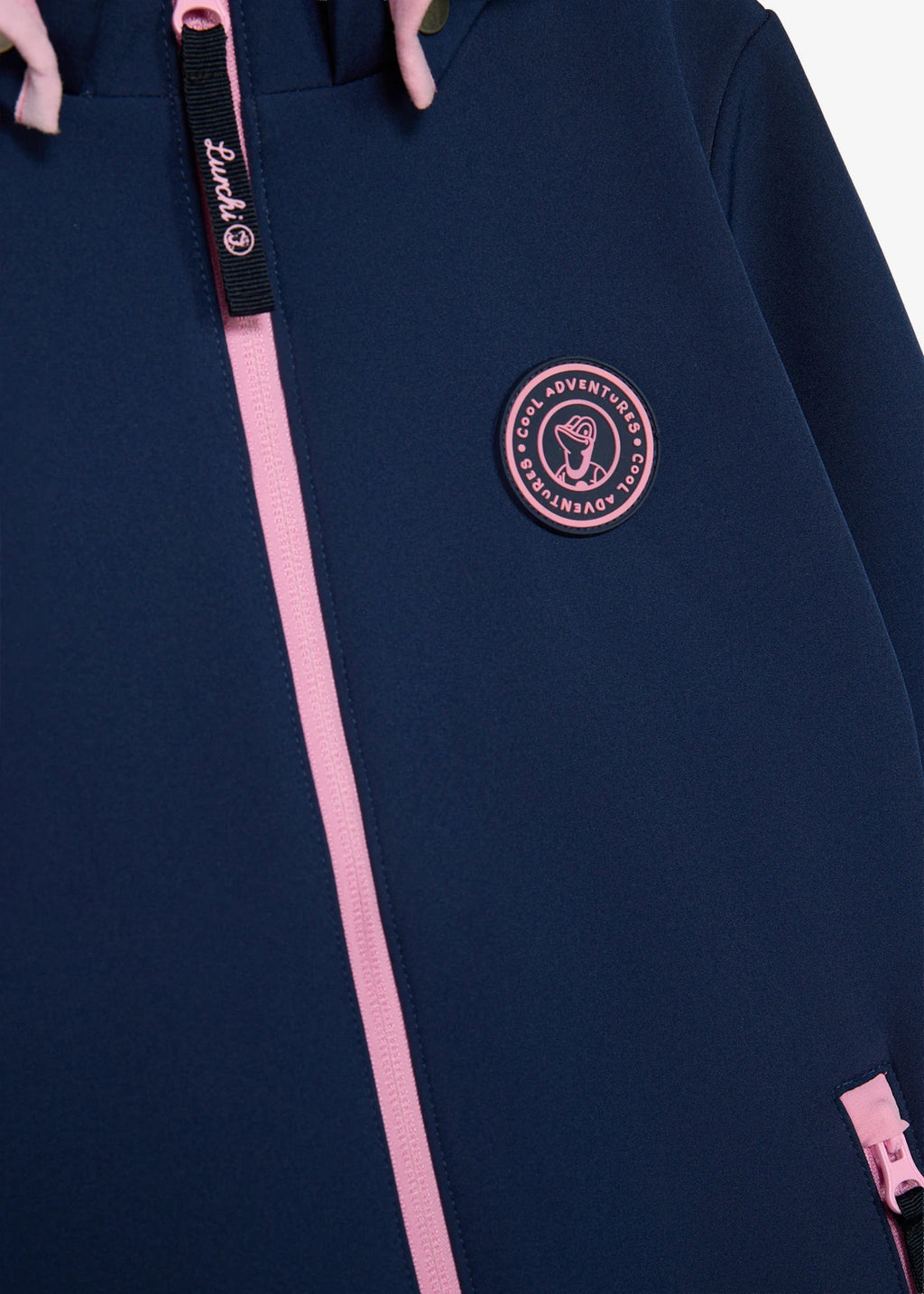 Girls' Lurchi Softshell Jacket with Contrast Details in Dark Blue and Pink, view 3