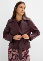 Women's Coated Trench Jacket in Burgundy, view 3