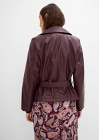 Women's Coated Trench Jacket in Burgundy, view 4
