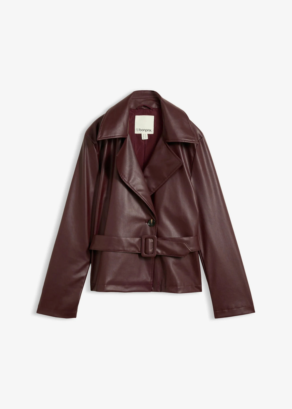 Women's Coated Trench Jacket in Burgundy, view 1
