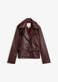 Women's Coated Trench Jacket in Burgundy, view 1