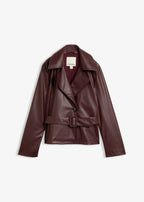 Women's Coated Trench Jacket in Burgundy, view 1
