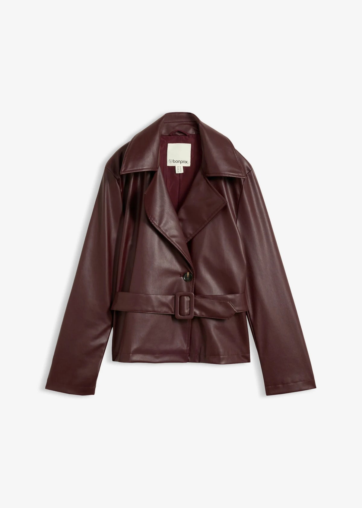 Women's Coated Trench Jacket in Burgundy, view 1