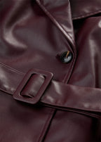 Women's Coated Trench Jacket in Burgundy, view 2