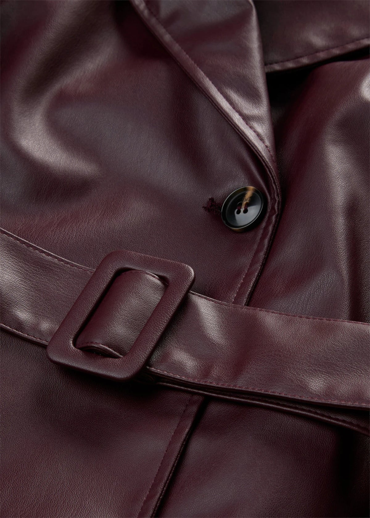 Women's Coated Trench Jacket in Burgundy, view 2