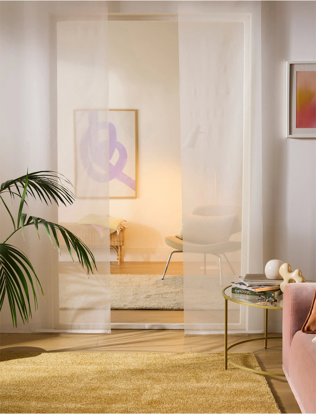 Sliding Sheer Curtain Panel, Including XXL Sizes in White, view 3