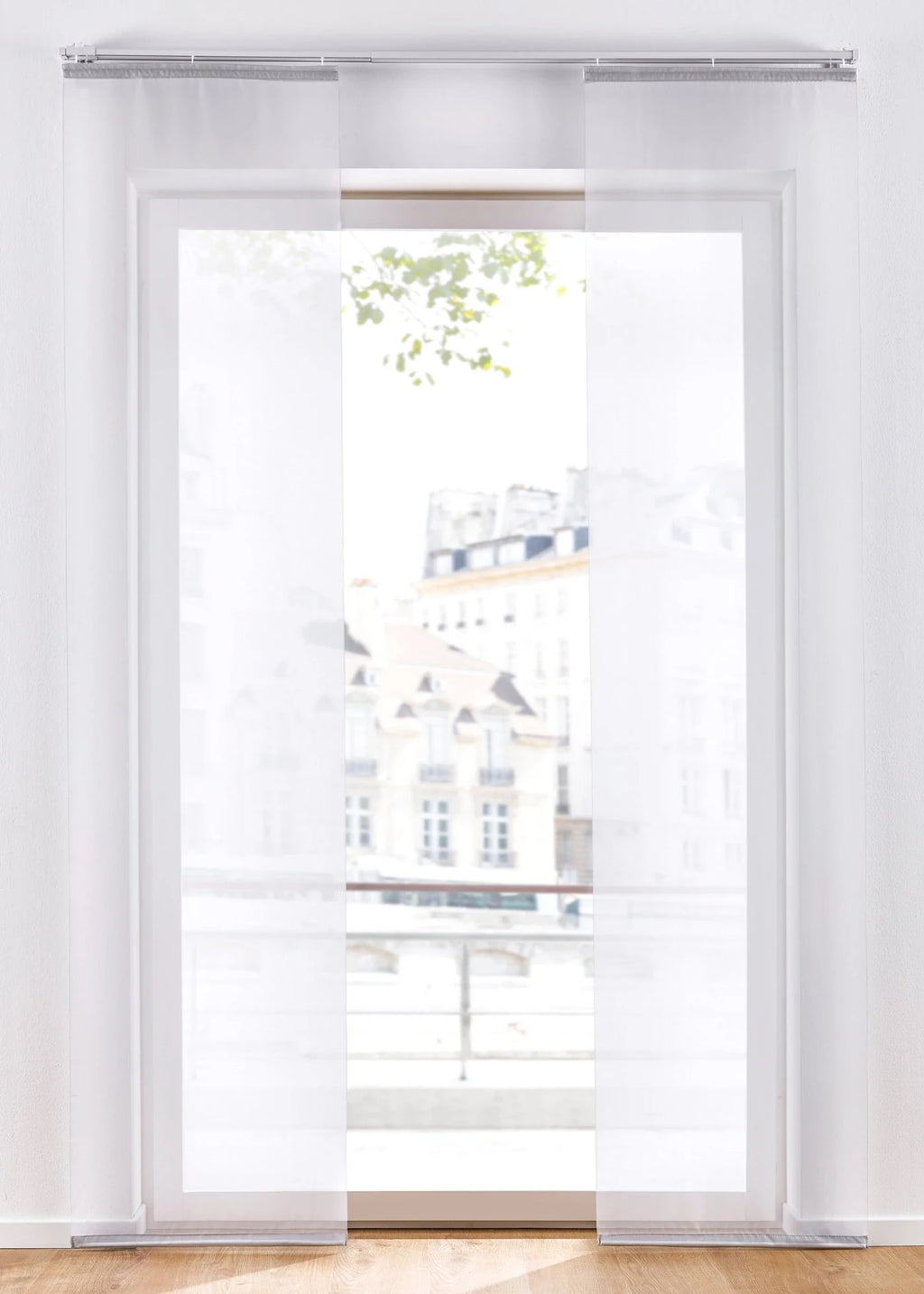 Sliding Sheer Curtain Panel, Including XXL Sizes in White, view 1