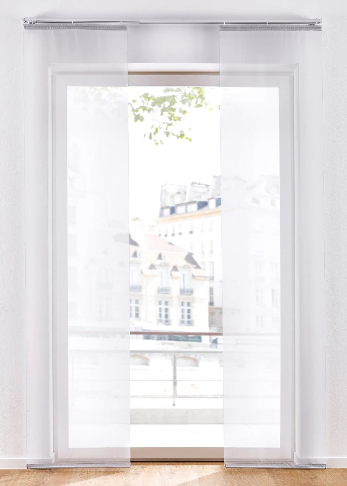 Sliding Sheer Curtain Panel, Including XXL Sizes in White, view 1