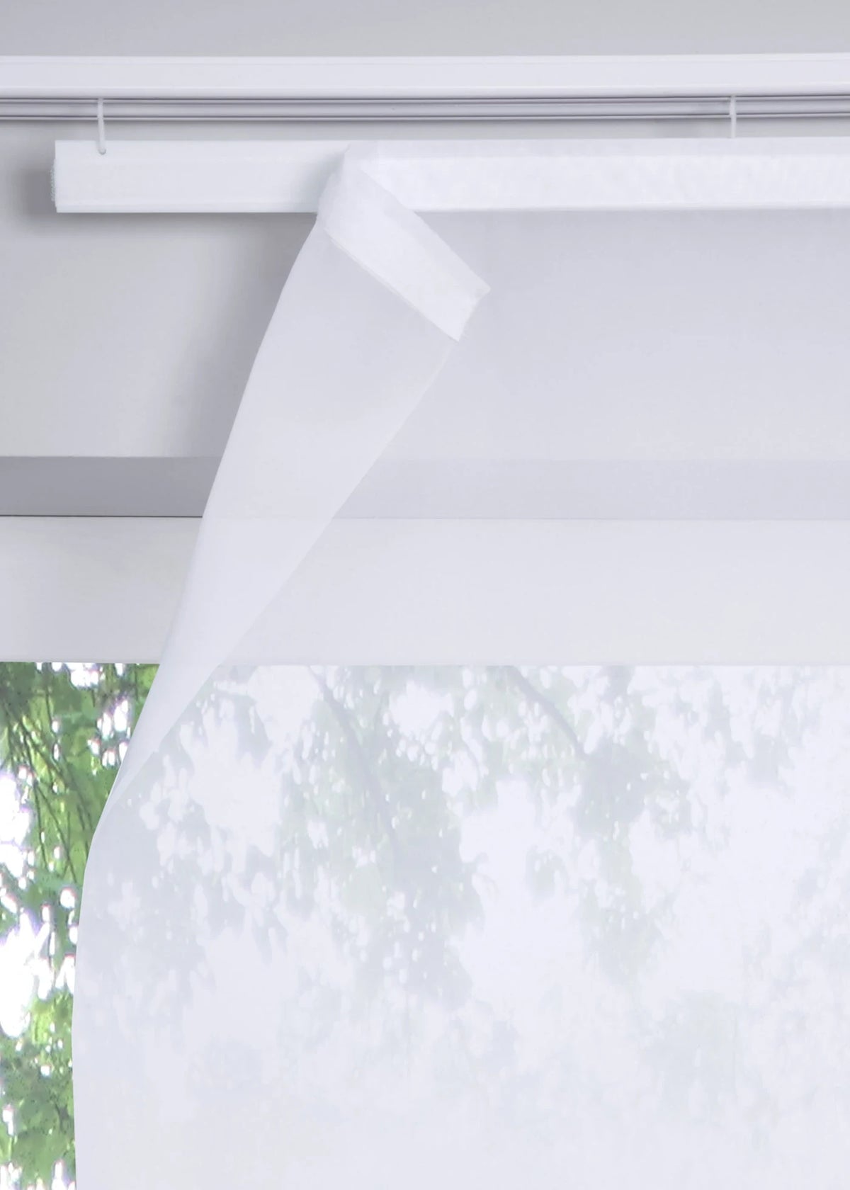 Sliding Sheer Curtain Panel, Including XXL Sizes in White, view 2