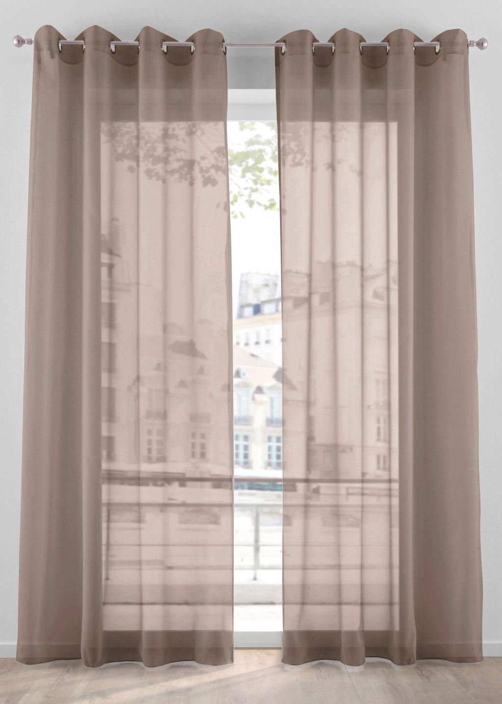 Lightweight Sheer Curtain Panel, 1 Piece in Taupe, view 1