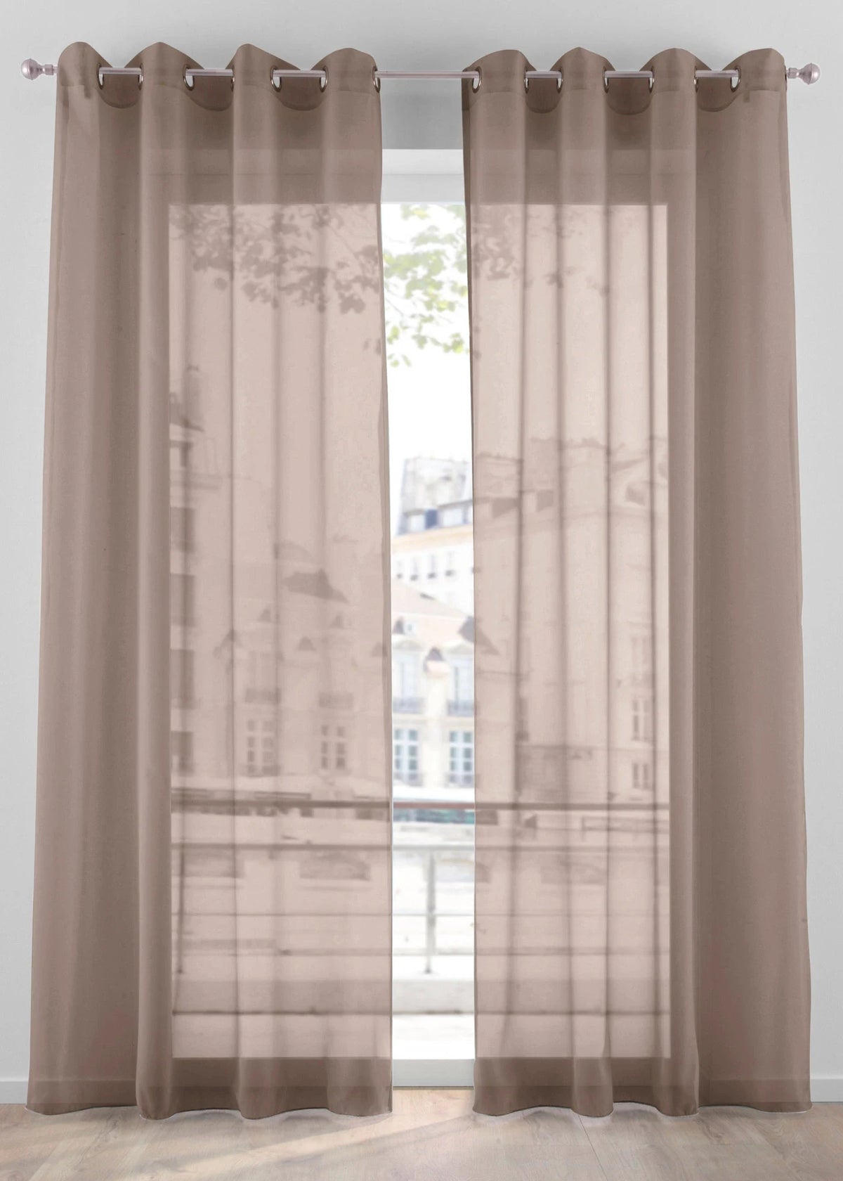 Lightweight Sheer Curtain Panel, 1 Piece in Taupe, view 1