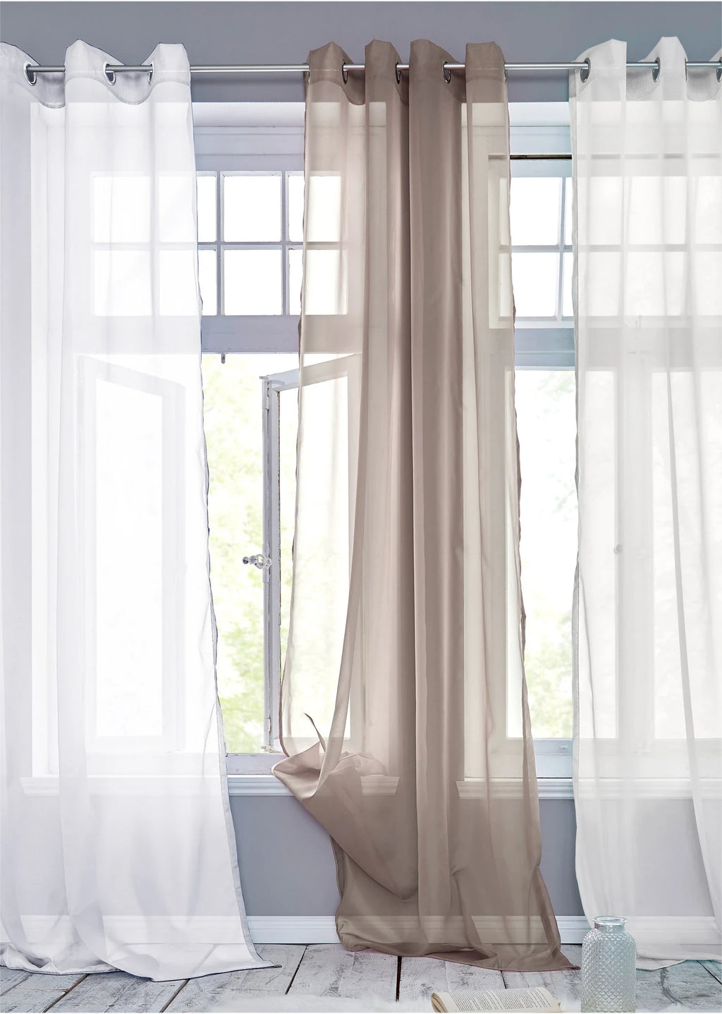Lightweight Sheer Curtain Panel, 1 Piece in Taupe, view 2
